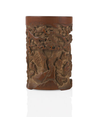 A Late-19th Century Chinese Bamboo Carved Brush Pot