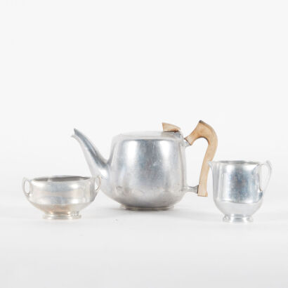 A Picquot Ware Aluminium 3 Piece Tea Set