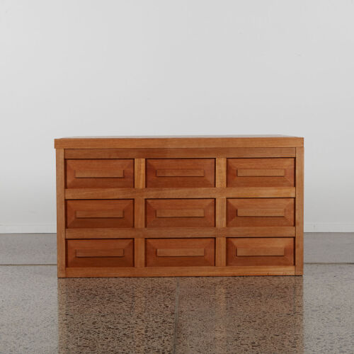 A Mid-Century Blanket Box With Geometric Panelling