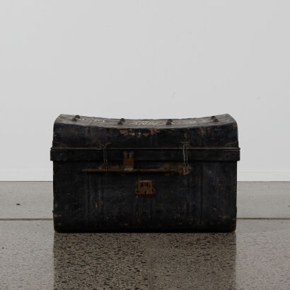 A Vintage French Steel Trunk