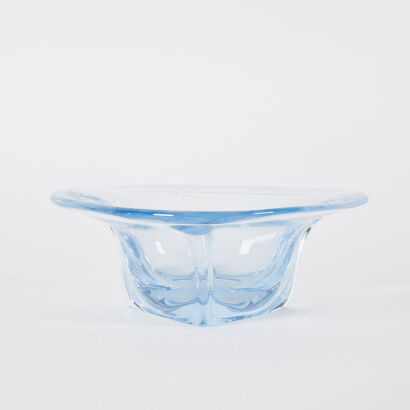 An Art Glass Bowl With A Triangular Base