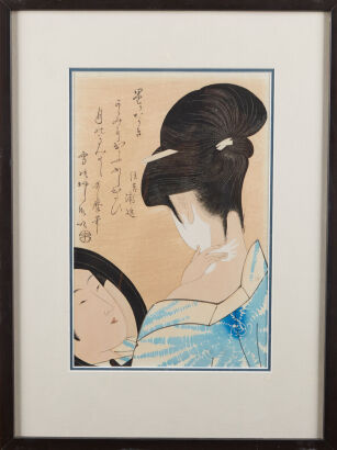 KITAGAWA UTAMARO Woman Powdering her Neck