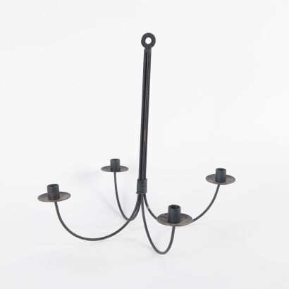 A Wrought Iron Hanging Candelabra