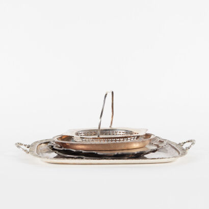 A Selection of Five Metal Serving Platters and Bowls