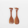 A Pair Of Craved Wooden Salad Servers - 2