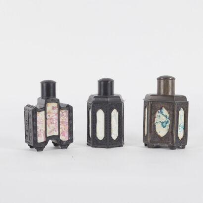 A Group of Three Chinese Early 20th Century TIn Tea Caddies