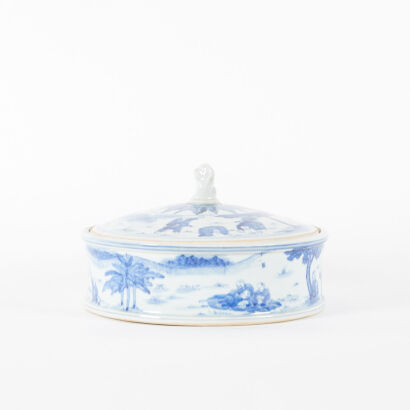 A Chinese Blue and White Lidded Box(Da Qing Qianlong Nian Zhi Mark)