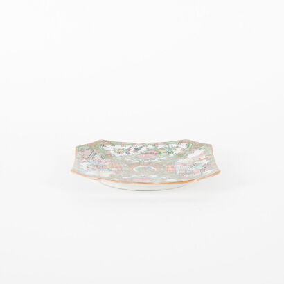 A Chinese Qing-Dynasty (19th Century) Canton Famille Rose Square Dish