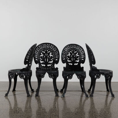 A Set Of Four Rustic Aluminium Garden Chairs