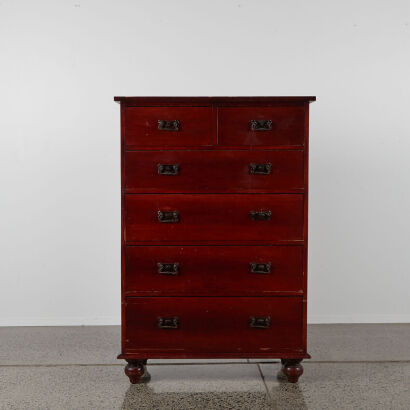 An Antique Six Drawer Timber Dresser