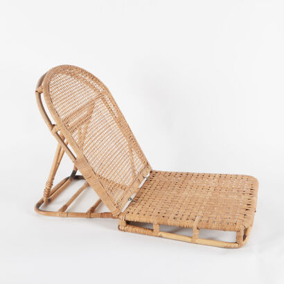 A Portable Rattan Folding Beach Lounger