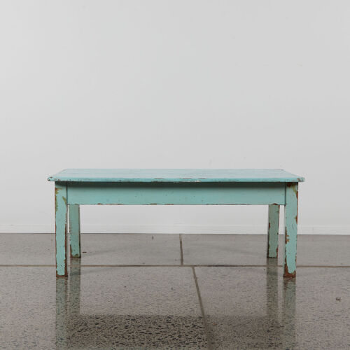 A Small Rustic Timber Table Painted Blue
