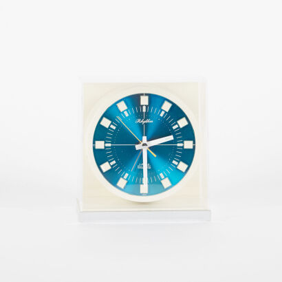 A Retro Japanese &lsquo;Rhythm&rsquo; Clock In Clear Perspex Case