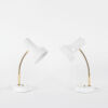 A pair Of White Retro Gooseneck Bedside Lamps