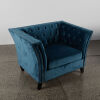 A Blue Velvet Deep Buttoned Sofa Chair - 2