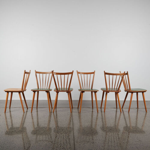 A Suit Of Six Mid-Century Spindle Back Chairs