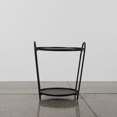 A Black Two Tier Metal Side Table