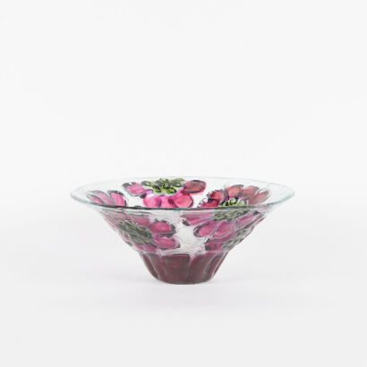 A Hand Painted Glass Salad Bowl