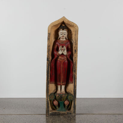 A Cambodian Wood Figure of Buddha