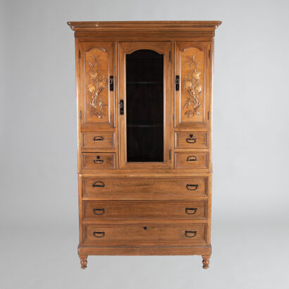 A Carved Chinese Early 20th Century Double-Deck Cabinet