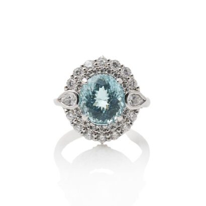 18ct White Gold, 3.11ct Rare Paraiba Tourmaline Ring