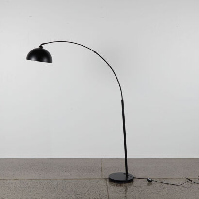 A Black Arched Floor Standing Lamp
