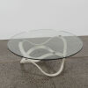 A Circular Glass Coffee Table With Organic Ring Base - 2