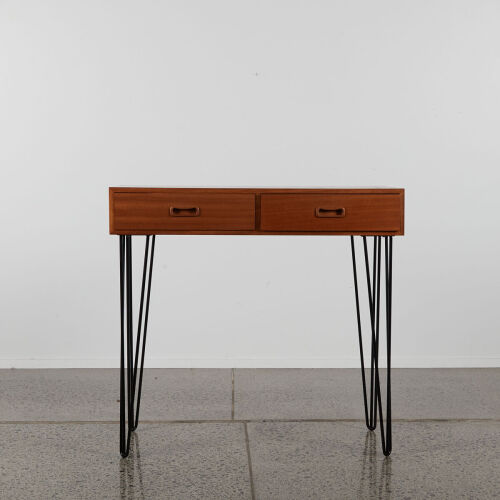 A Mid Century Console Table With Hairpin Legs