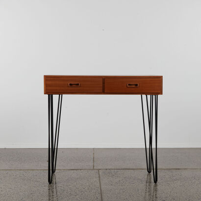 A Mid Century Console Table With Hairpin Legs