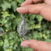 An Antique, 14ct White Gold, Emerald and Diamond Leaf Brooch - 3