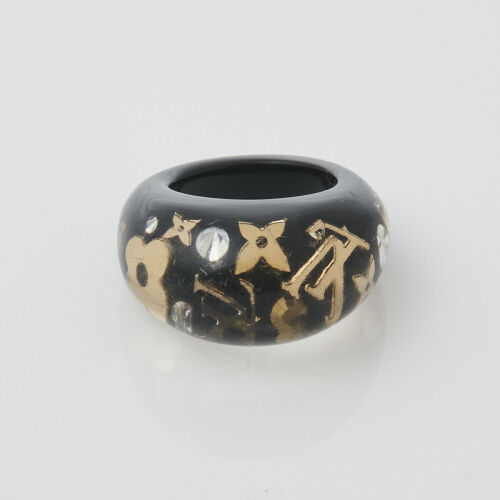 Louis Vuitton Black Monogram Inclusion Bubble Ring