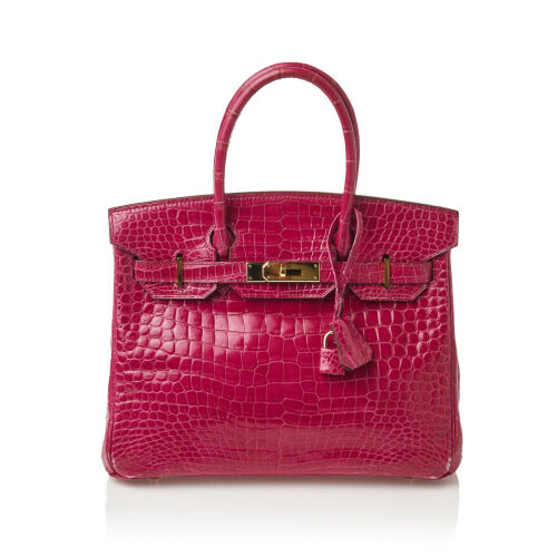 Herm&egrave;s Fuchsia Crocodile Porosus Birkin 30