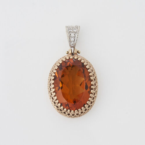 9ct Yellow Gold Madeira Citrine Pendant / Enhancer.