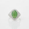 Platinum Oval Cabochon Jade & Diamond Ring