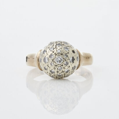 9ct Yellow Gold Ball Diamond Ring