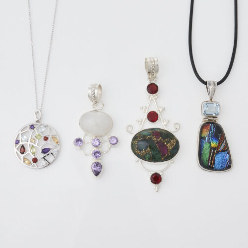 A Collection of Colour Stone and Sterling Silver Items