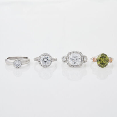 A Collection of Colour Stone and Sterling Silver Rings