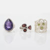 A Collection of Three Colour Stone and Sterling Silver Rings