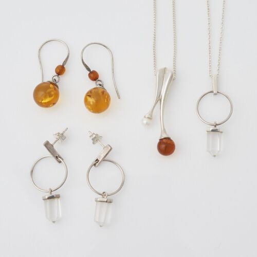 A Collection of Silver Amber and Crystal Jewellery