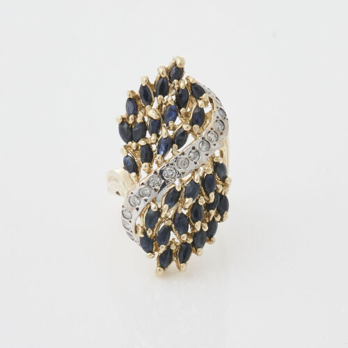 14ct Sapphire & Diamond Cluster Ring