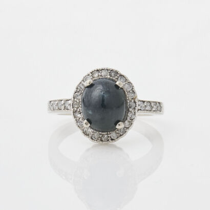 14ct White Gold Sapphire & Diamond Ring