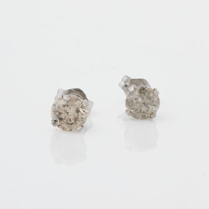 14ct White Gold Diamond Ear Studs