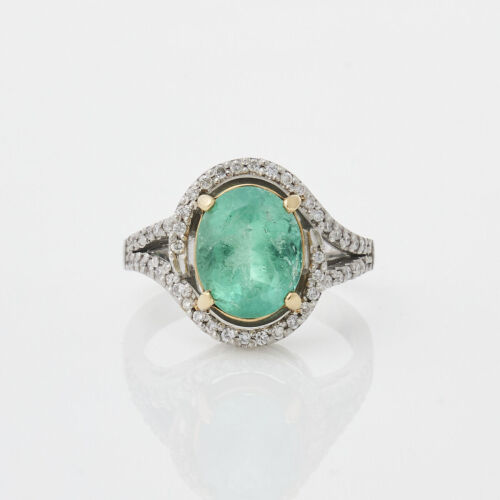 Platinum Emerald and Diamond Ring