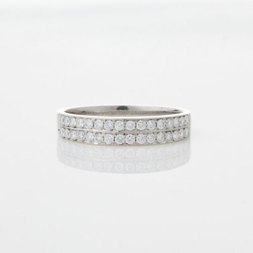 18ct White Gold Double Row Diamond Band