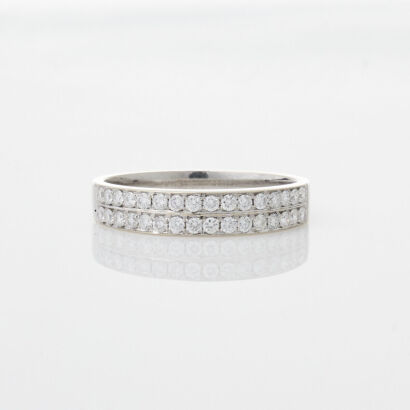 18ct White Gold Double Row Diamond Band