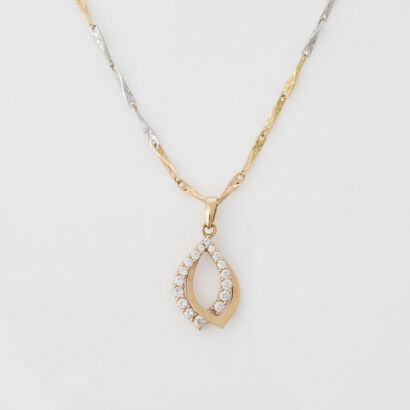 18ct Tri gold Cubic Zirconia Necklace