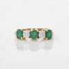 14ct Yellow Gold Emerald and Diamond Five Stone Ring