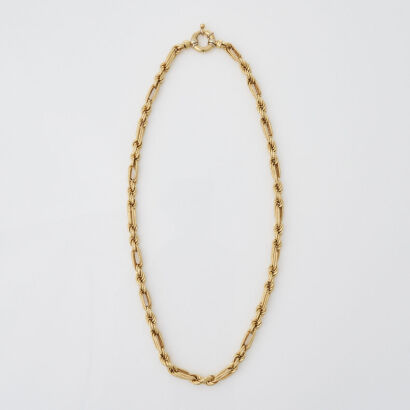 18ct Yellow Gold Fancy Hollow Link Necklace