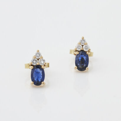 18ct Yellow Gold Sapphire and Diamond Studs