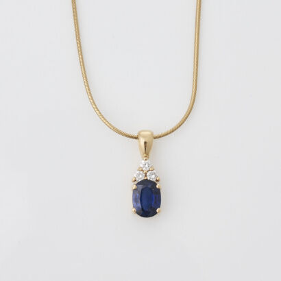 18ct Yellow Gold Sapphire and Diamond Necklace